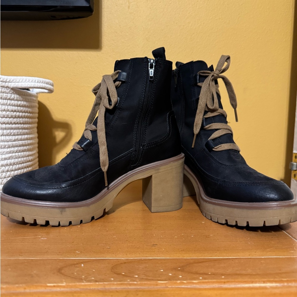Black Chunky Heel Ankle Boots